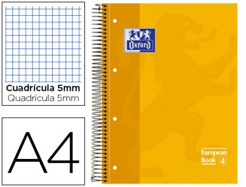 Caderno espiral oxford capa extradura microperfurado din a4 80 f quadricula 5mm cor amarelo , Oxford , 50356 , 8412771083014